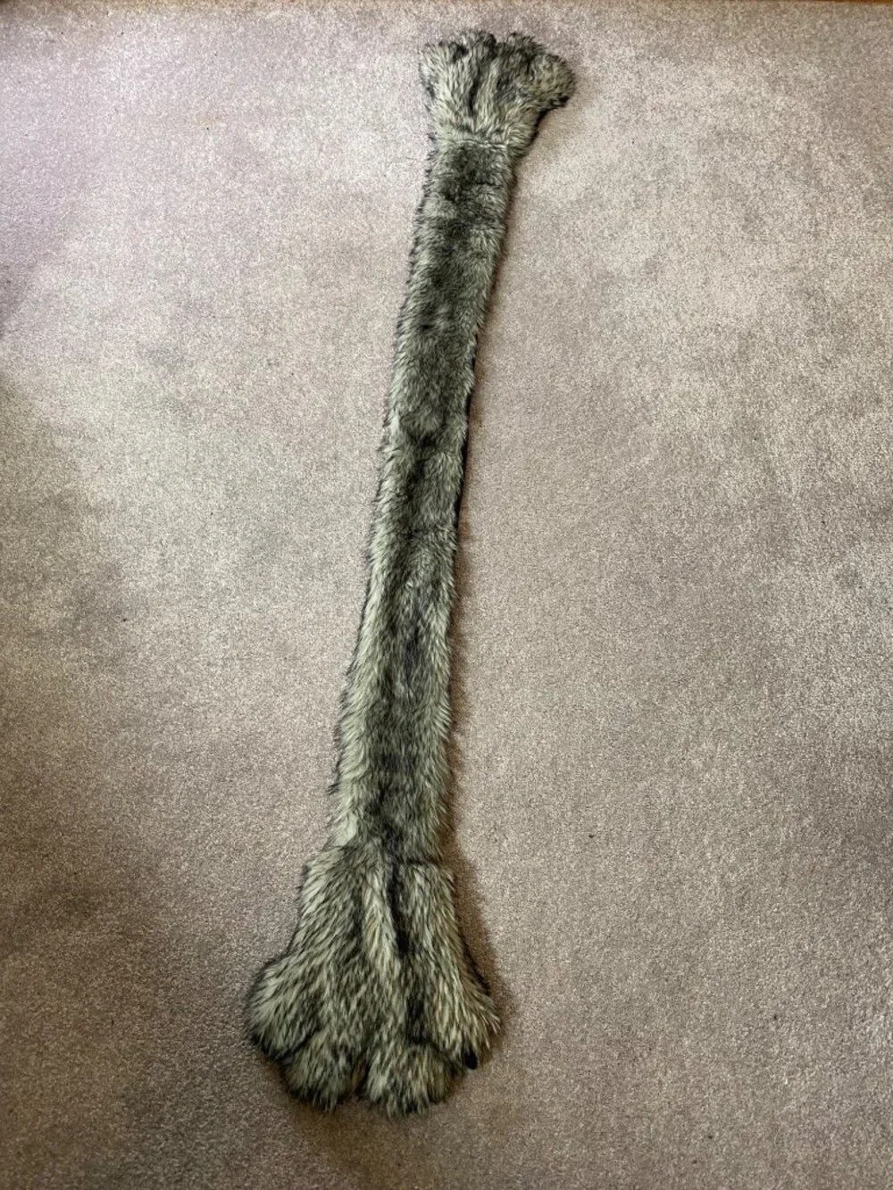 Faux Fur Wolf Paw Scarf With Mittens By Something Special